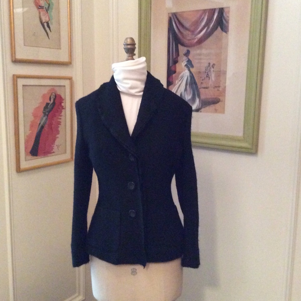 Philippe Adec Knit pea coat jacket.